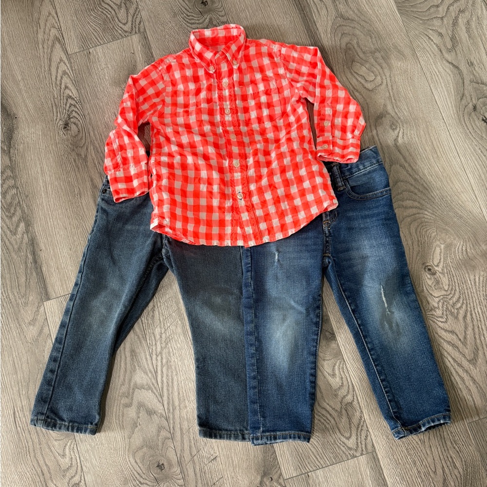 Toddler Boy's 3 pieces Baby Gap Jeans, Levi's Jeans, Crewcuts Long Sleeve Button